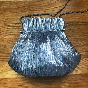Vintage Vanessa Silver Goth Victorian Glam 1920s Flapper Crossbody Pouch Bag